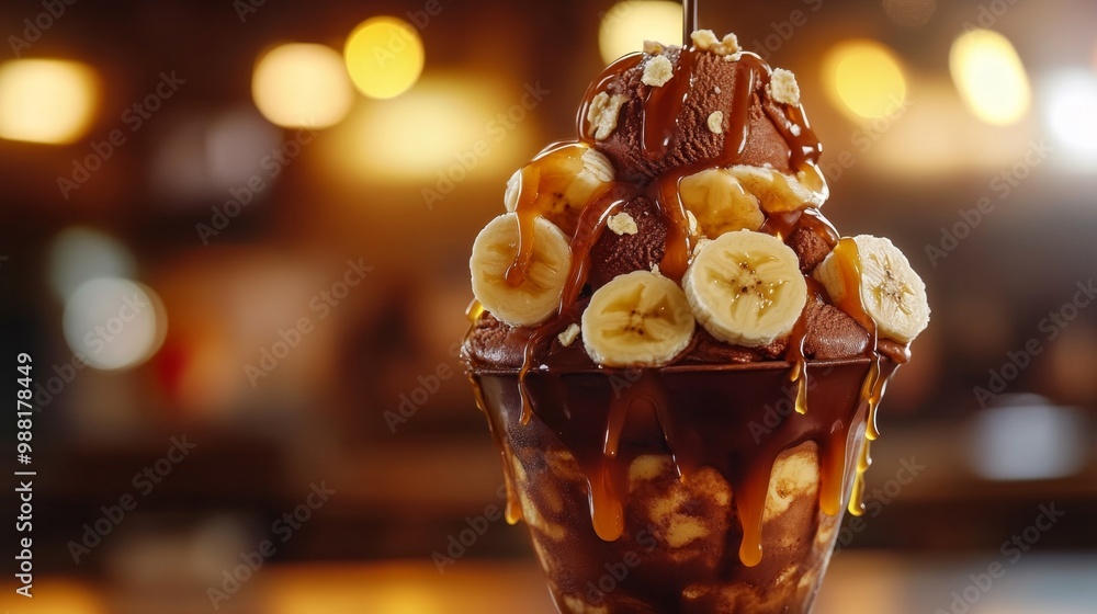 Fototapeta premium melting banana chocolate ice cream