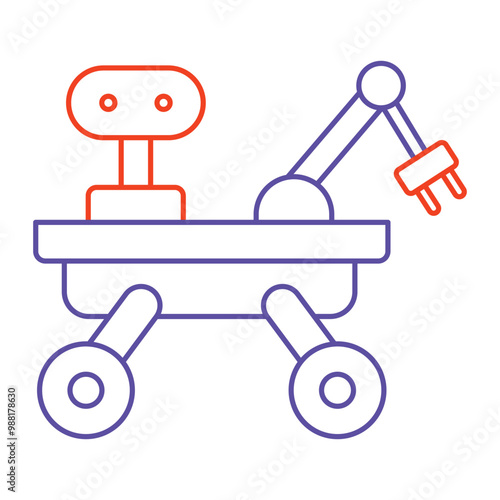 Vector icon for Mobile Robot with Manipulator. Icon of a mobile robot equipped with a manipulator for precision tasks in automated environments.
