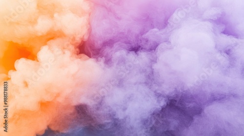 Colorful smoke clouds in shades of purple, pink, and orange swirl beautifully, creating a stunning visual effect at dusk