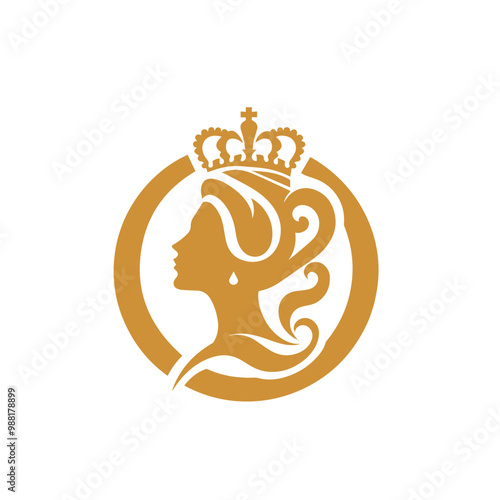 Queen logo, icon. Luxury queen logo. Premium queen vector silhouette. Ornamental luxury logo. Elegant cosmetic female logo.