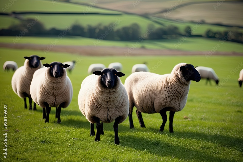 Ethereal Essence of Idyllic Sheep Grazing in Vibrant Pastures Ethereal Essence of Idyllic Sheep Grazing in Vibrant Pastures
