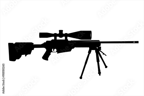 vector silhouette of a Compact Sniper with Bipod