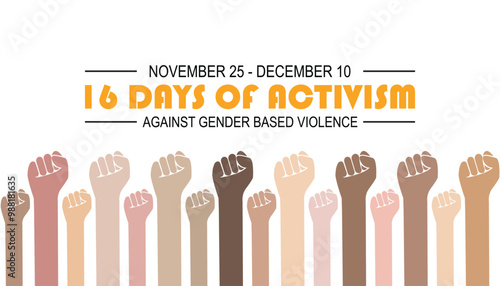 16 Days of Activism against gender based violence is observed every year on November. Medical Healthcare Awareness concept. background, placard, banner template Vector illustration design.