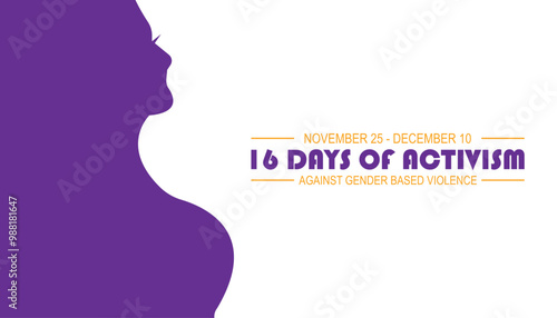 16 Days of Activism against gender based violence is observed every year on November. Medical Healthcare Awareness concept. background, placard, banner template Vector illustration design.