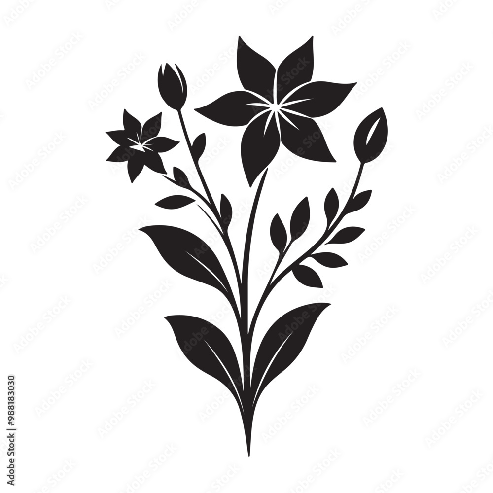 flower plant. black shape silhouette vector design flower plant. black shape silhouette vector design