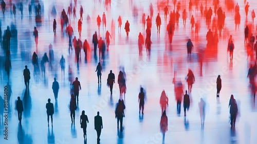 Crowd of people, abstract motion blur effect photo