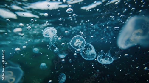 Jellyfish Swimming in Ocean