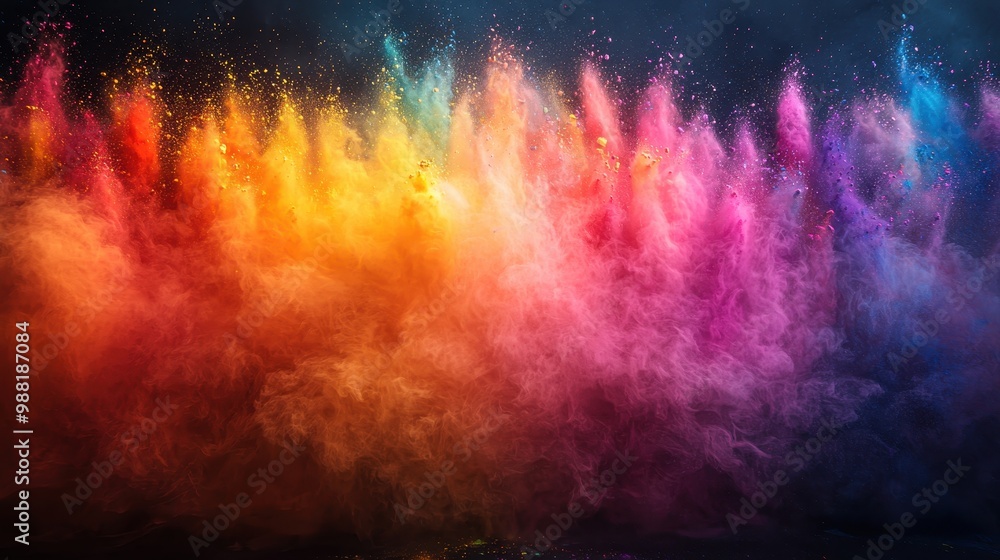 Abstract Colorful Powder Explosion on Black Background Abstract Colorful Powder Explosion on Black Background