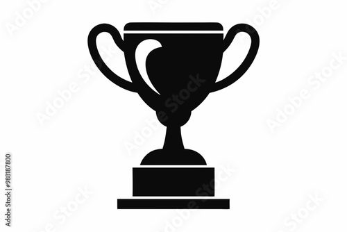 Trophy cup icon, victory cup vector, trophy silhouette