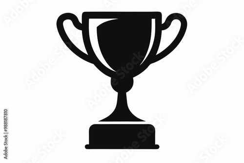 Trophy cup icon, victory cup vector, trophy silhouette