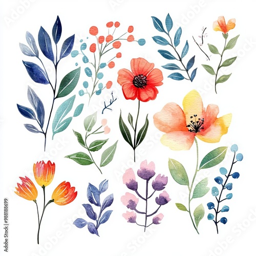 Wallpaper Mural New Trending Watercolor floral  botanical design, floral logo, watercolor flowers, floral patterns, botanical patterns, flower logo, nature design, flower illustration, Torontodigital.ca