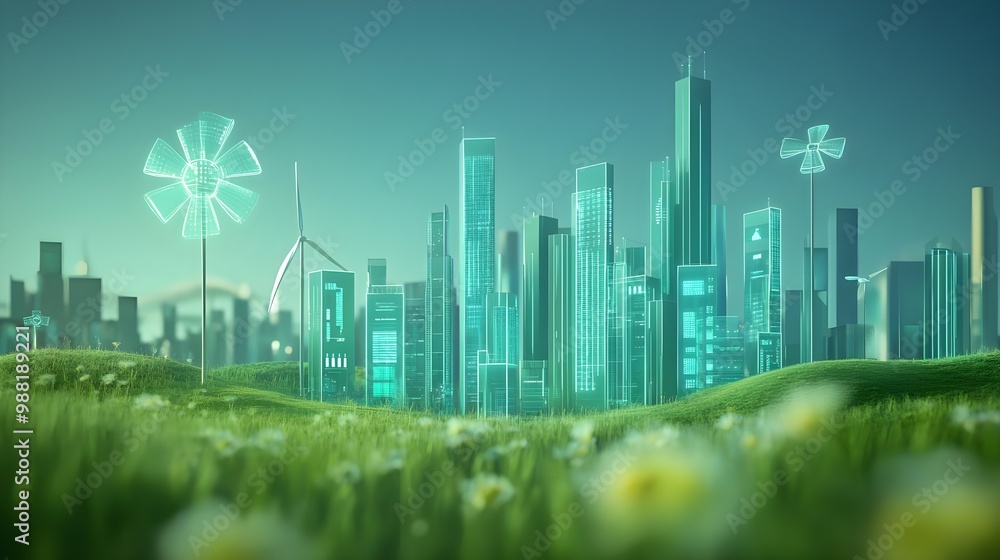 Futuristic city with green energy technology Futuristic city with green energy technology