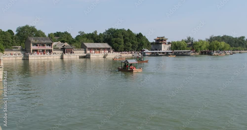 Kunming Lake and tourboat in Summer Palace, Beijing, China Kunming Lake and tourboat in Summer Palace, Beijing, China