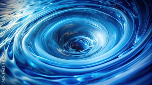 Smooth and beautiful blue vortex seen from a top view, resembling a whirlpool in high speed liquid photography, vortex