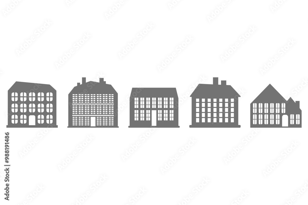 House building icon set design House building icon set design