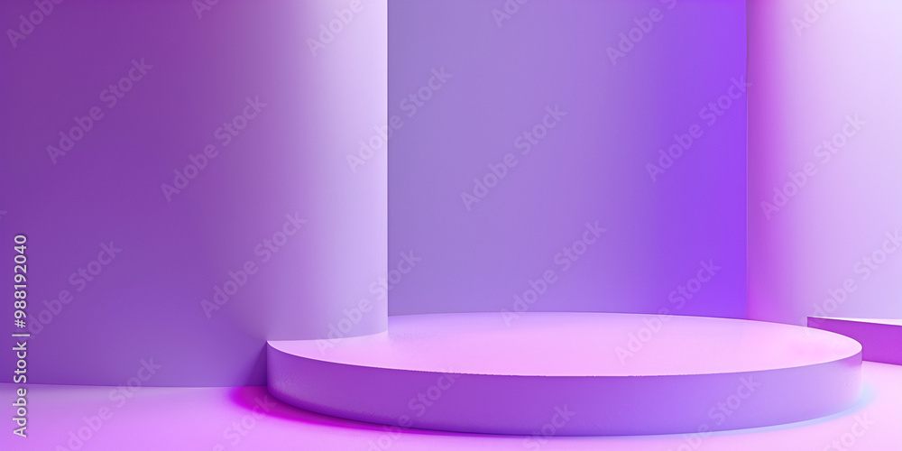 Modern Minimalist Display Podium on Purple Background Modern Minimalist Display Podium on Purple Background