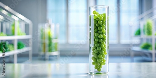 Sea grapes in glass test tube in laboratory, sea grapes, glass test tube, laboratory photo