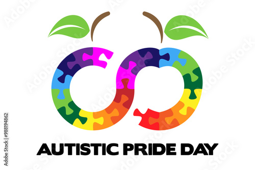 Infinity puzzle apple concept design. Vector isolated on white background.