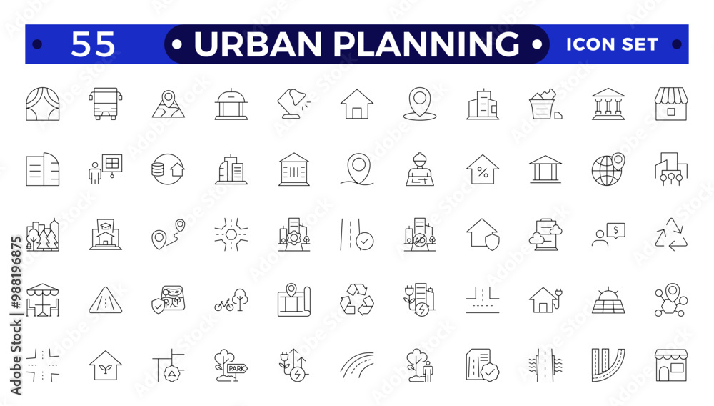 Urban planning Outline icons. City development, smart city infrastructure.plan,urban,dearchitecture,city,construction,building. Urban planning Outline icons. City development, smart city infrastructure.plan,urban,dearchitecture,city,construction,building.