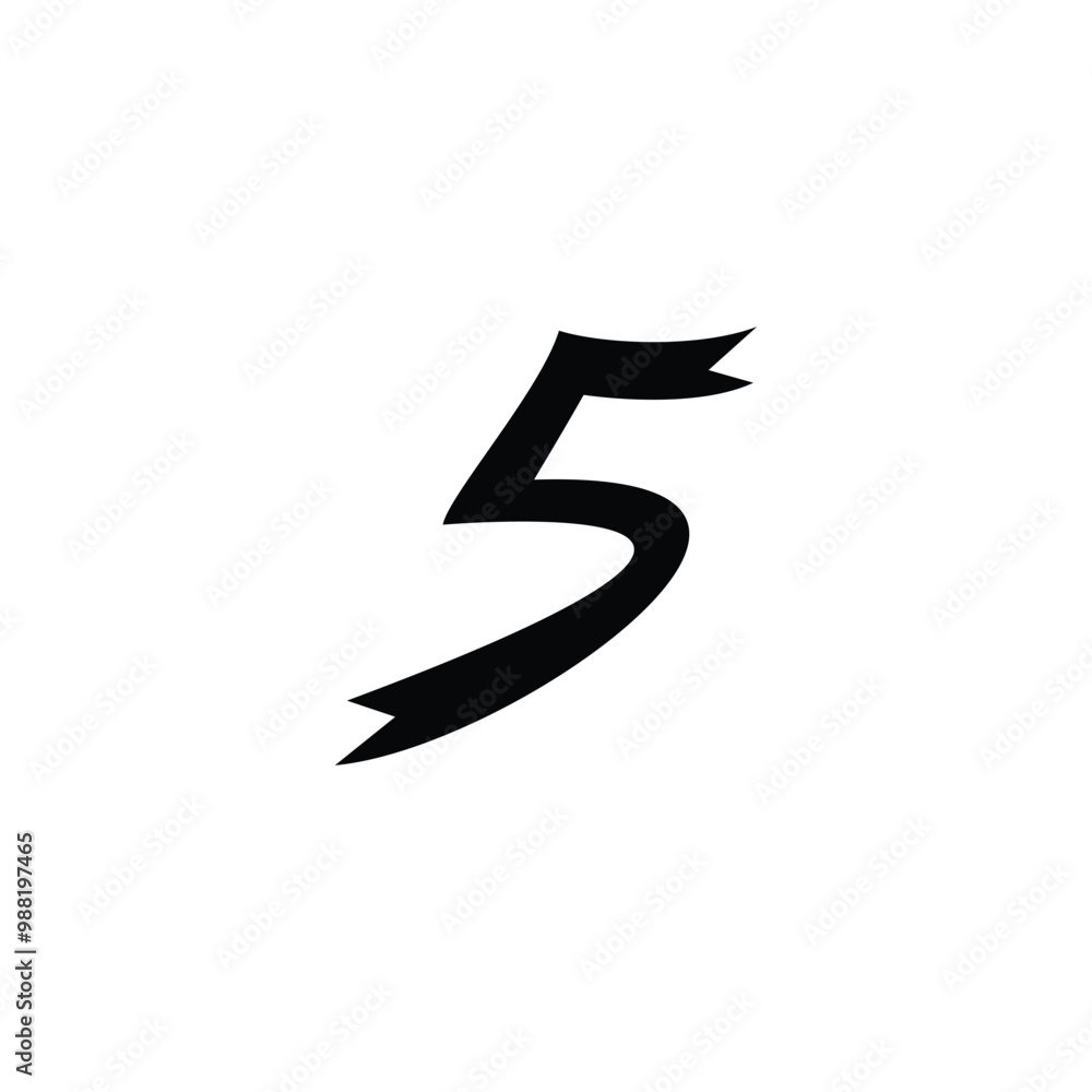 Number 5 ribbon geometric symbol simple logo vector Number 5 ribbon geometric symbol simple logo vector