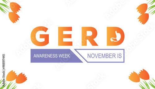 GERD Awareness week is observed every year on November. Medical Healthcare Awareness concept. background, placard, banner template Vector illustration design.