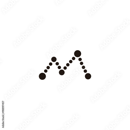 Letter M route geometric symbol simple logo vector