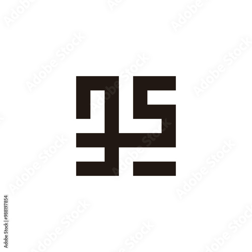 Number 35 square, connect geometric symbol simple logo vector