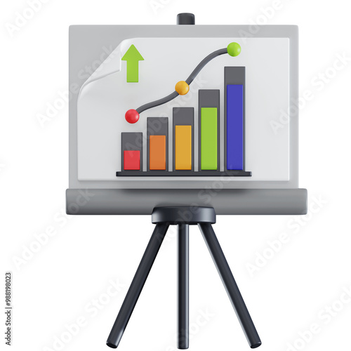 Presentation Stand White Up Stats 3d icon