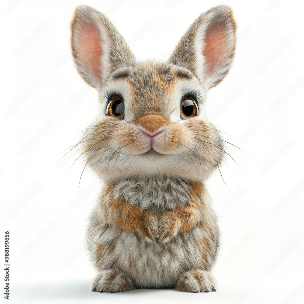 Obraz premium Cute 3D Cartoon Rabbit Character Full Body Render