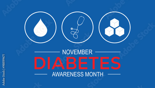National Diabetes awareness month is observed every year on November. Medical Healthcare Awareness concept. background, placard, banner template Vector illustration design.