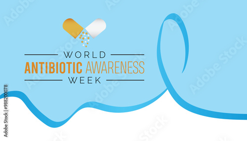World Antibiotic awareness week is observed every year on November. Medical Healthcare Awareness concept. background, placard, banner template Vector illustration design.
