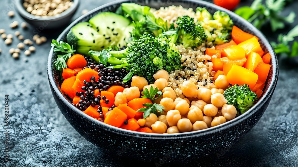 Healthy vegetable bowl with assorted ingredients Healthy vegetable bowl with assorted ingredients