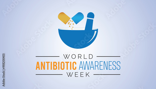 World Antibiotic awareness week is observed every year on November. Medical Healthcare Awareness concept. background, placard, banner template Vector illustration design.