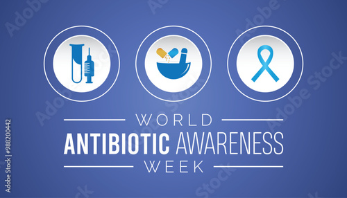 World Antibiotic awareness week is observed every year on November. Medical Healthcare Awareness concept. background, placard, banner template Vector illustration design.