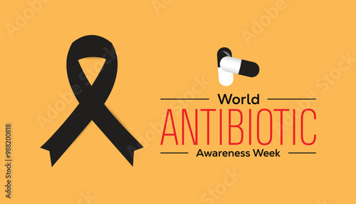 World Antibiotic awareness week is observed every year on November. Medical Healthcare Awareness concept. background, placard, banner template Vector illustration design.