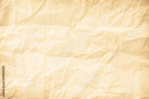 Old paper vintage texture surface for background. Recycle pale brown paper crumpled texture, Cream color recycled kraft paper texture blank with copy space for text.