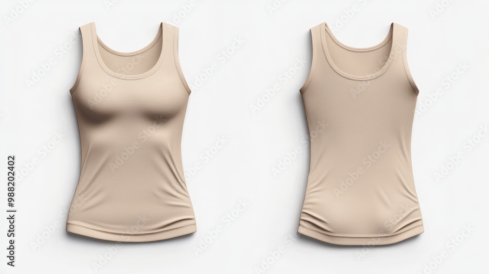 Beige women tank top mockup. Women tank top template Beige women tank top mockup. Women tank top template