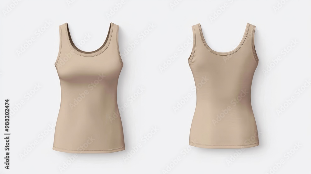 Beige women tank top mockup. Women tank top template Beige women tank top mockup. Women tank top template