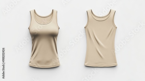 Beige women tank top mockup. Women tank top template