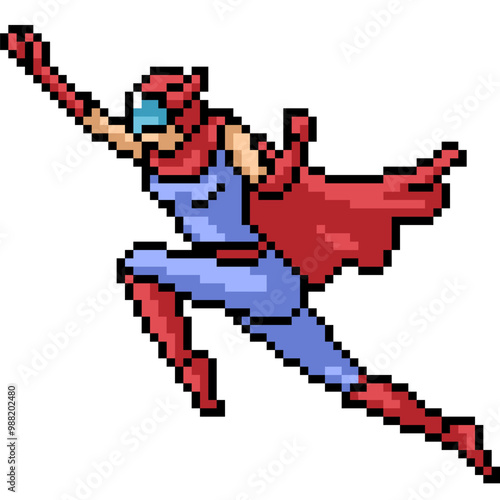 pixel art of masked superhero woman