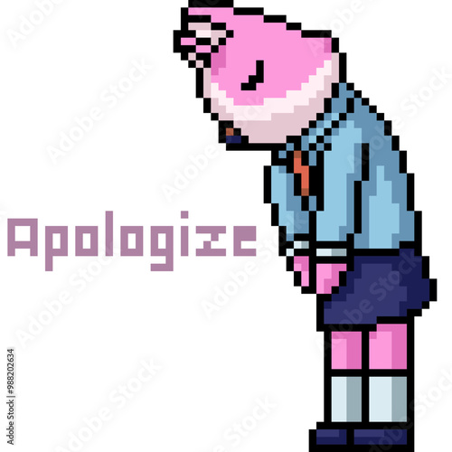 pixel art of cat girl apologize