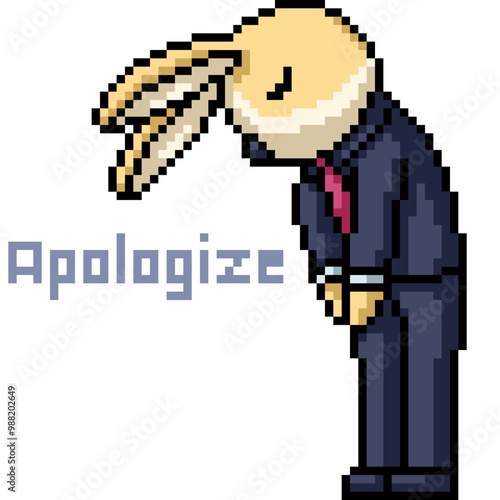 pixel art of rabbit formal apologize