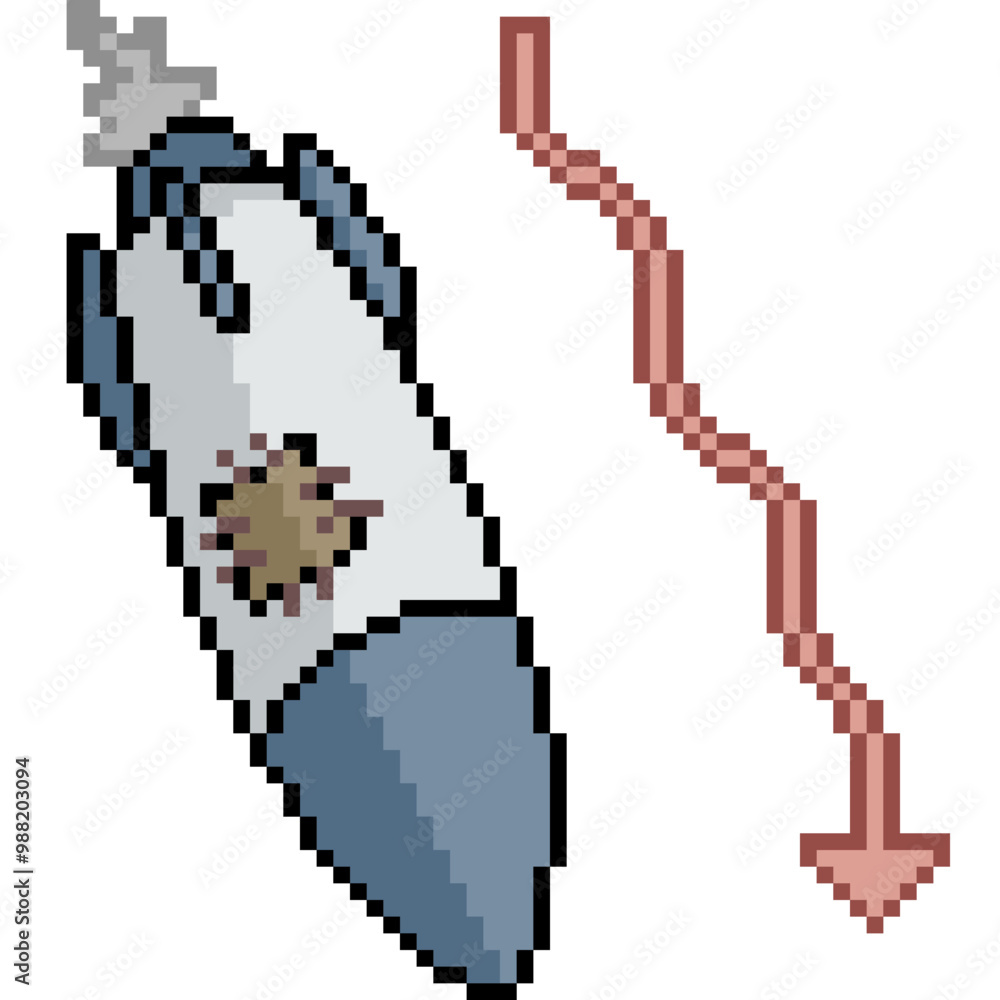 Fototapeta premium pixel art of rocket fall down