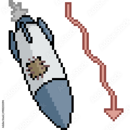 pixel art of rocket fall down