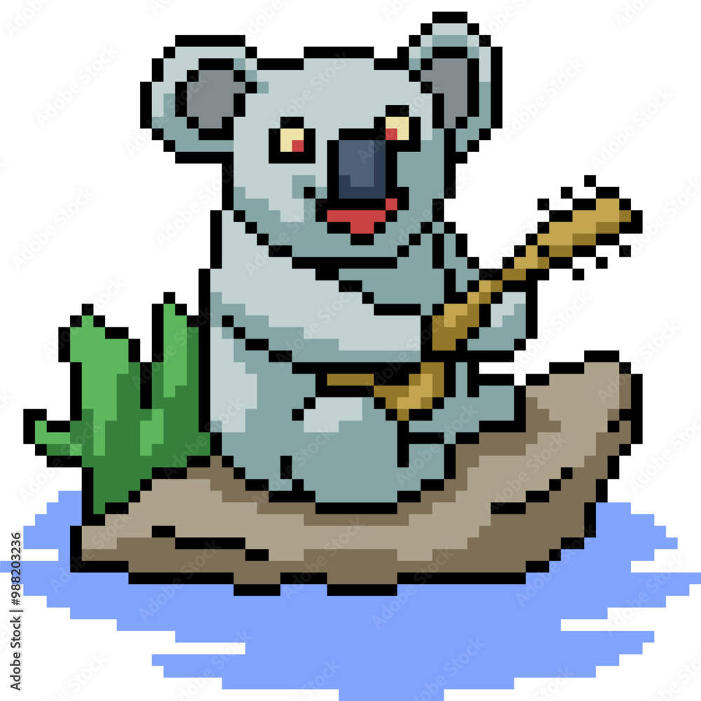 Fototapeta premium pixel art of koala bear chilling