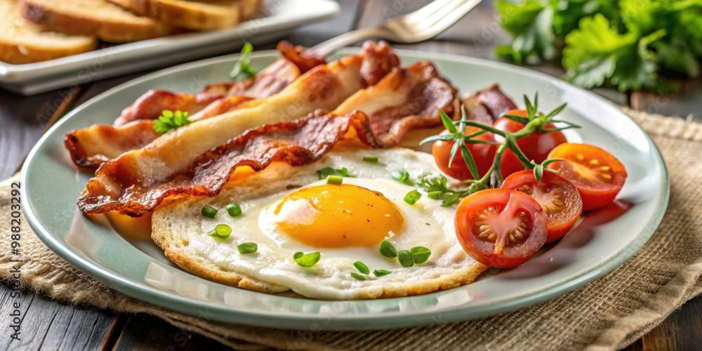 Delicious bacon and egg breakfast, food, bacon, eggs, breakfast, morning, delicious, tasty, crispy, protein, nutrition Delicious bacon and egg breakfast, food, bacon, eggs, breakfast, morning, delicious, tasty, crispy, protein, nutrition