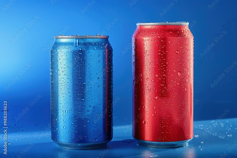 A blue and a red soda can stand side by side, symbolizing friendship amid competition. This image highlights how market rivals can support each other while pushing creative boundaries.