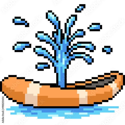 pixel art of boat leaking sinking