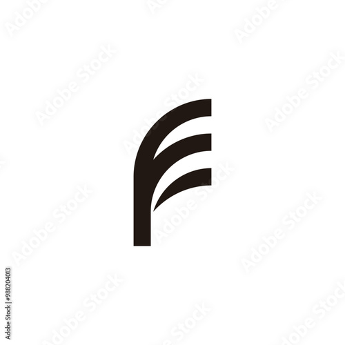 Letter F and E curve geometric symbol simple logo vector photo