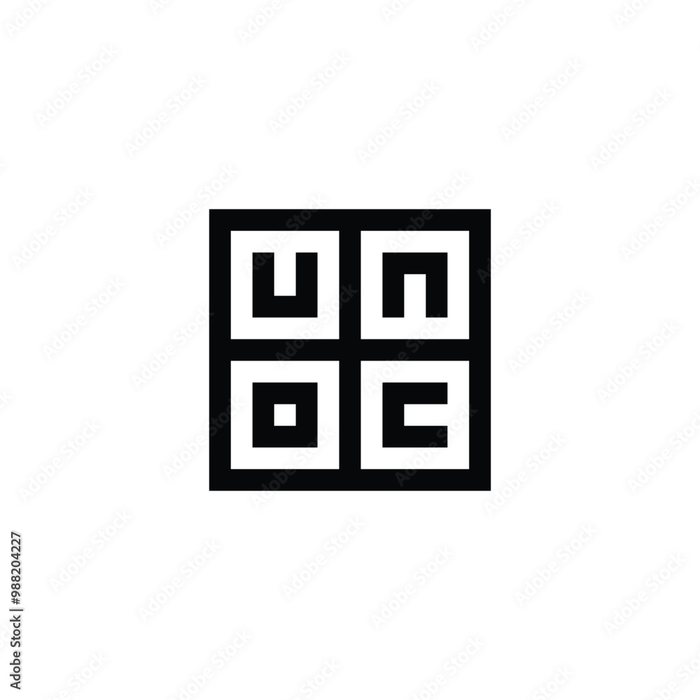 Letter U, n, o and c square geometric symbol simple logo vector Letter U, n, o and c square geometric symbol simple logo vector